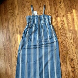 True Craft Blue and White Striped Maxi Skirt